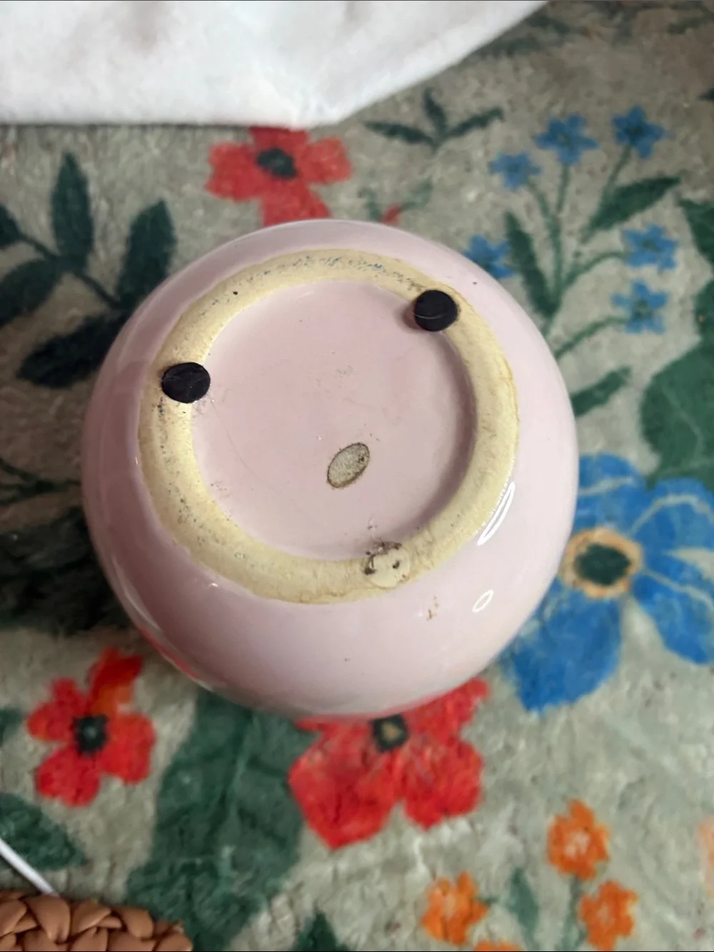 Pink Ceramic Face Planter with Gold Accents